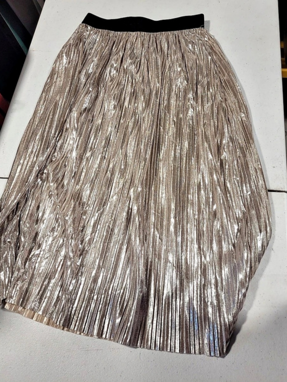 Xhilaration Metallic Pleated Midi Skirt in Brown Size XS Like New - Picture 2 of 3